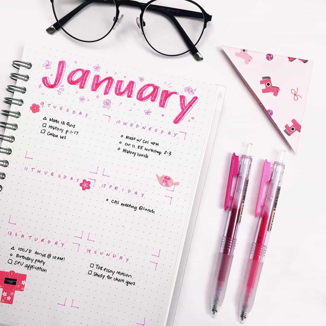 The top 10 pink bullet journal spreads from this week! | My Inner Creative