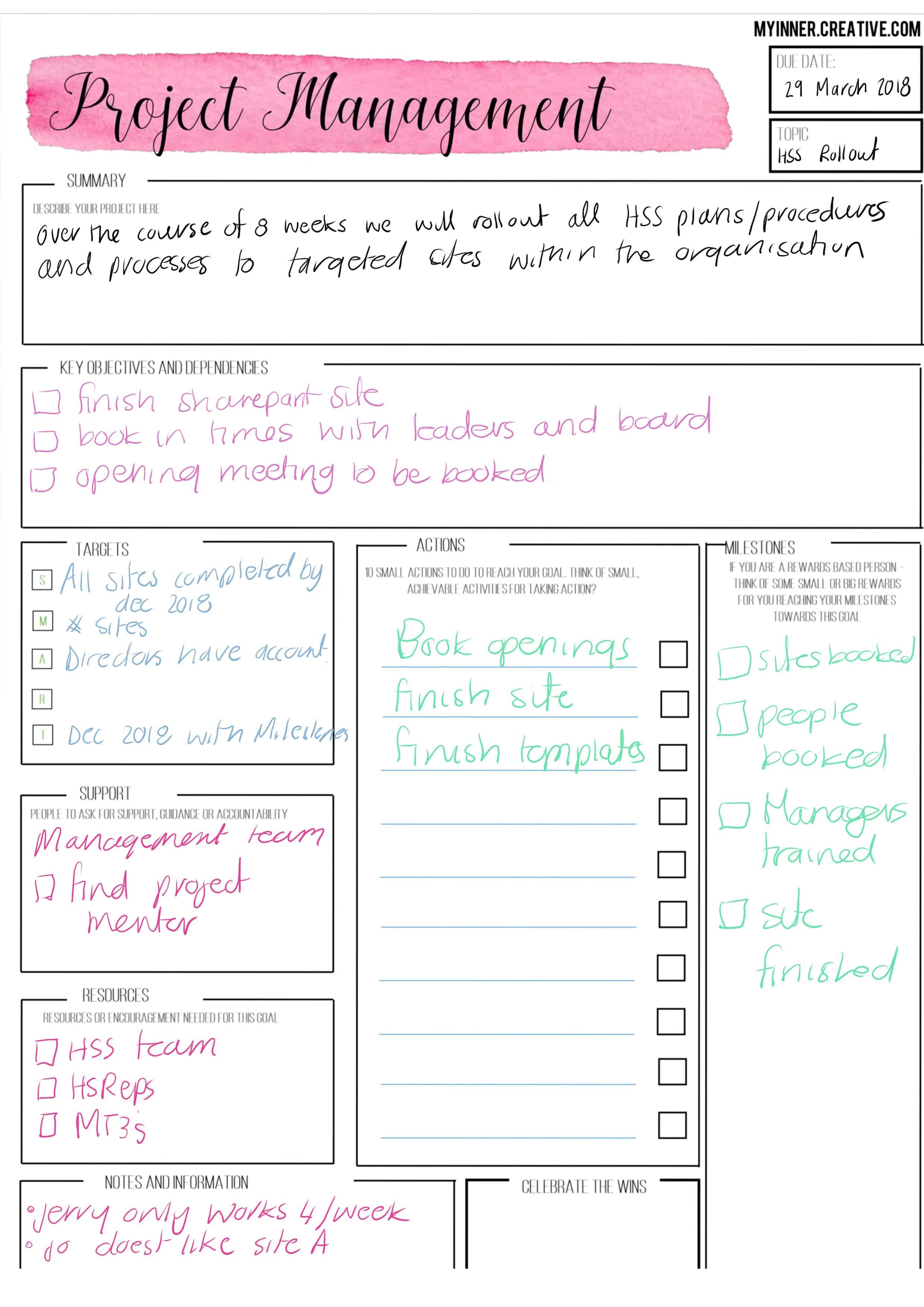Project management with bullet journaling free template my inner