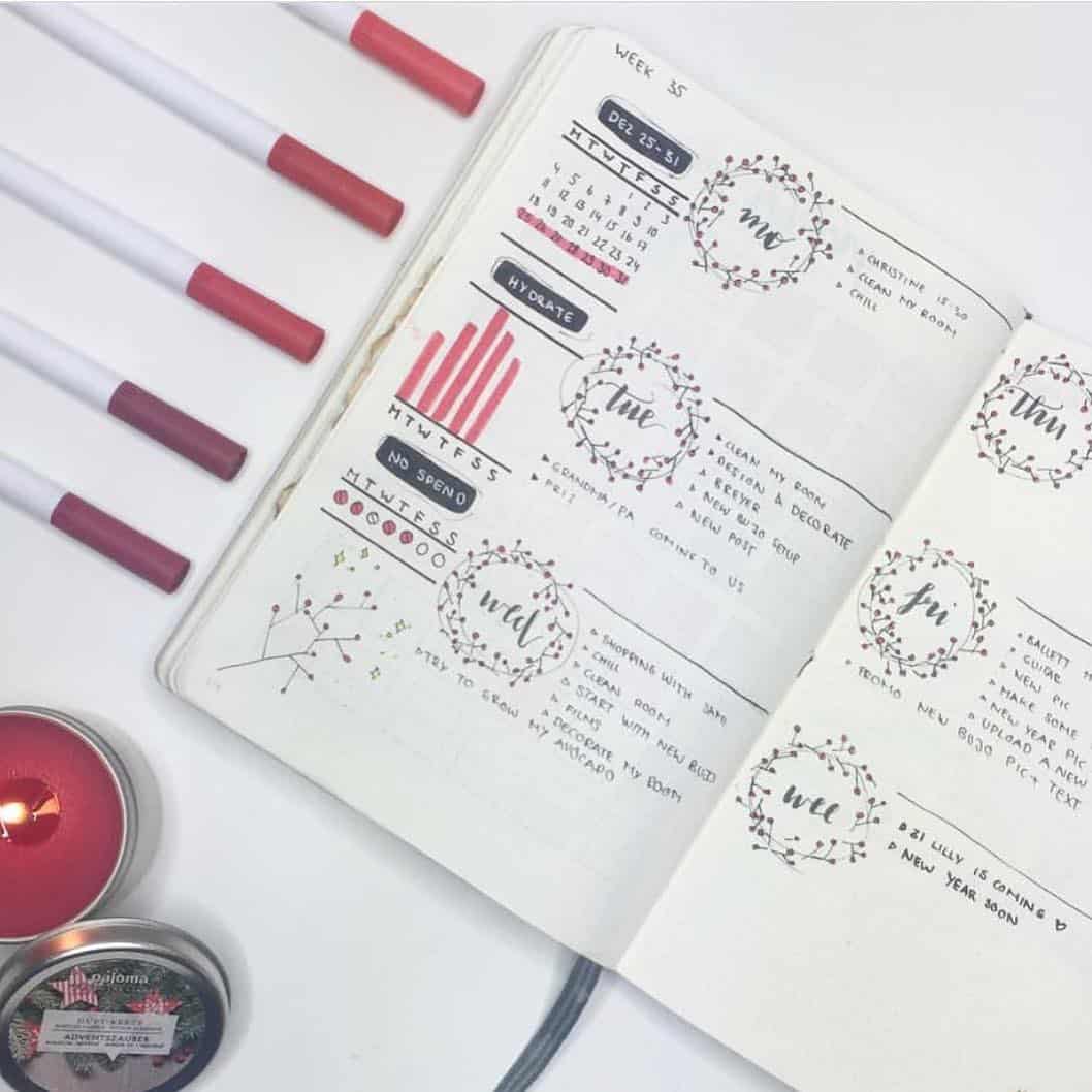 Top 10 Red Bullet Journal Spreads from this week! | My Inner Creative