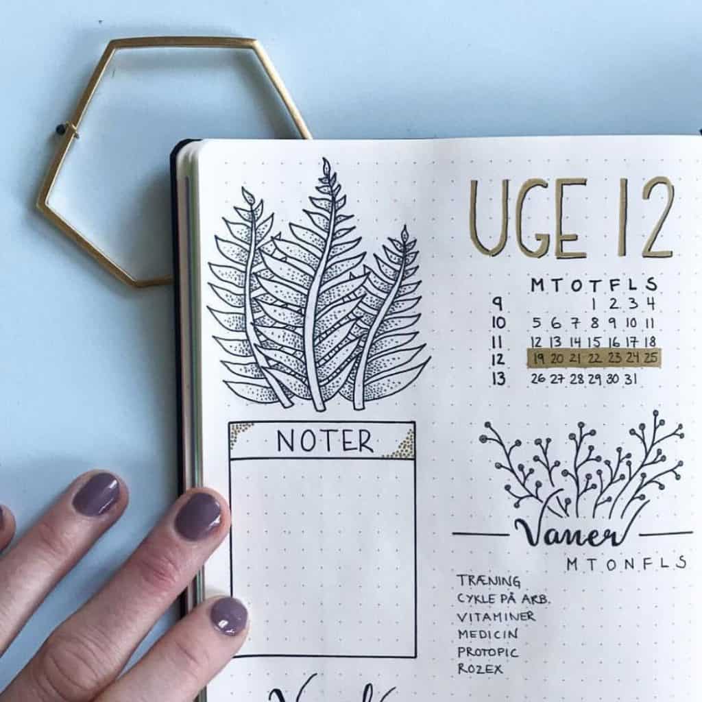 Gold Inspired Bullet Journal and Spread