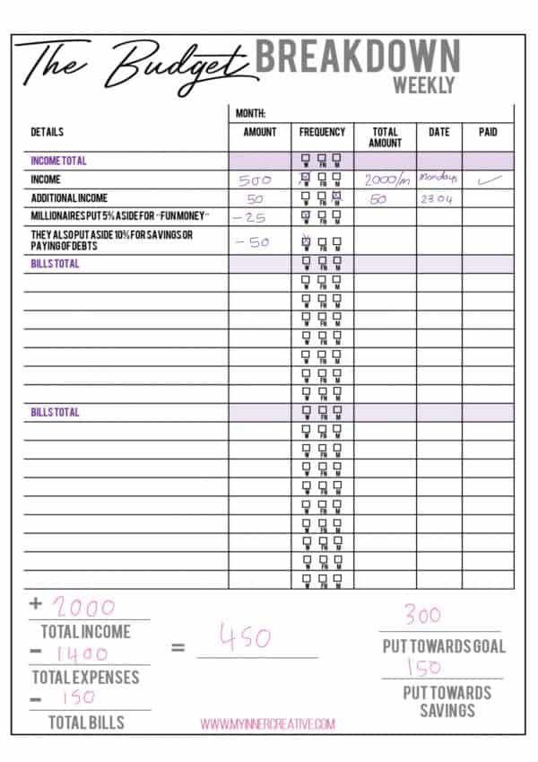 Organizing your finances in your bullet journal + Free Printable