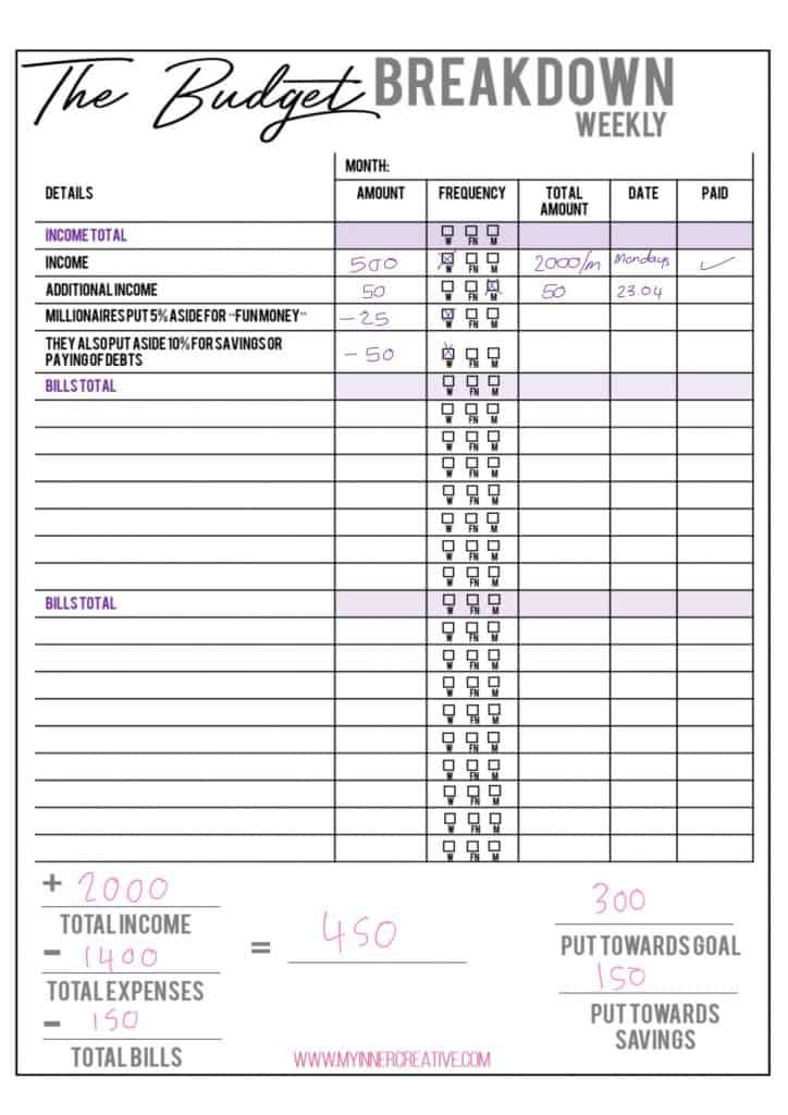 Organizing your finances in your bullet journal + Free Printable