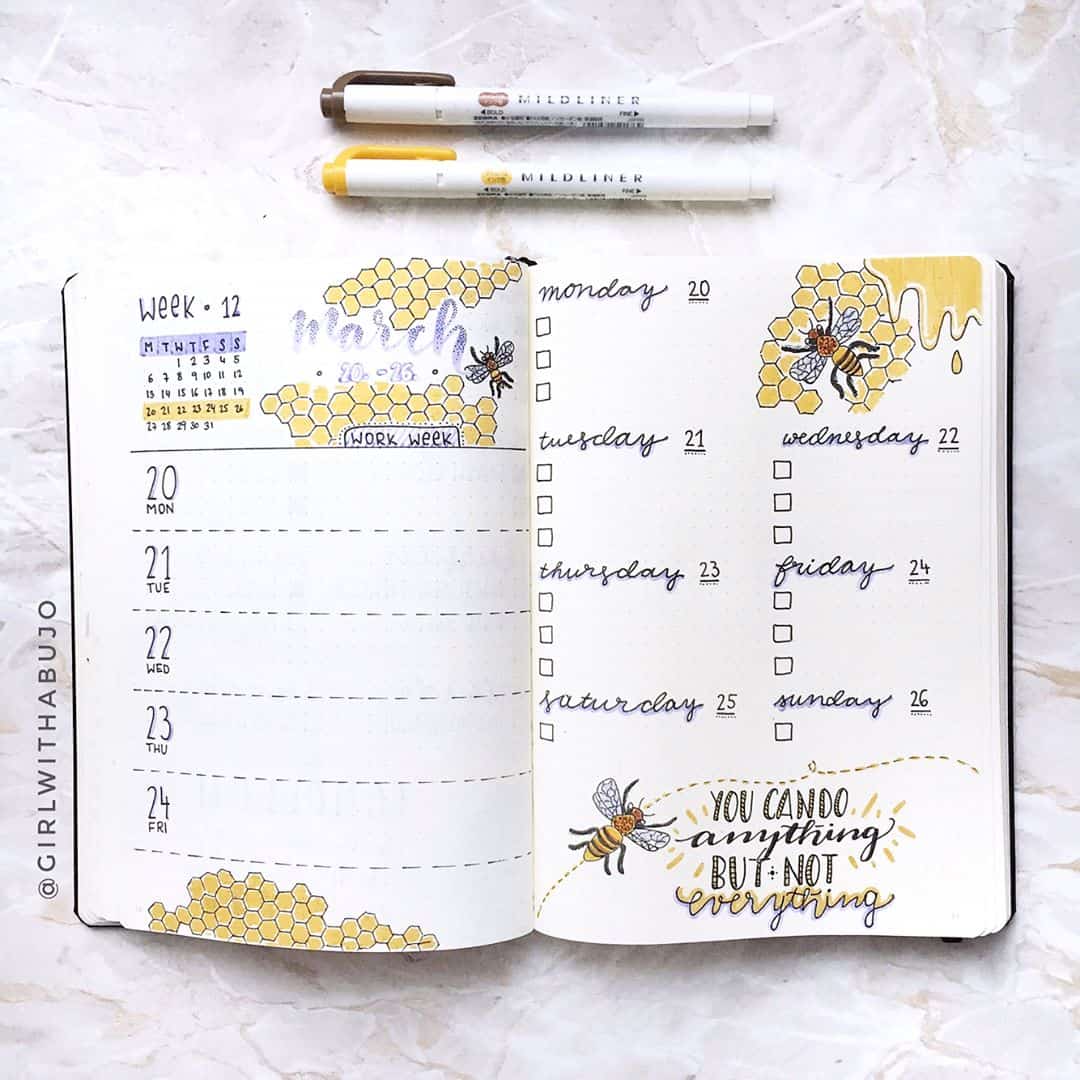 Bee bullet journal spread ideas | My Inner Creative