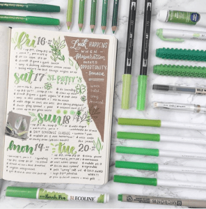 25+ Amazing Green Bullet journal theme layouts! | My Inner Creative