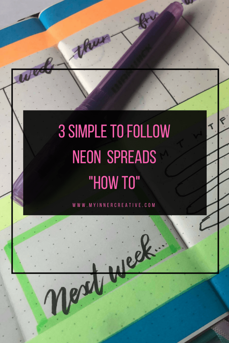 3 simple neon bullet journal ideas and spread designs