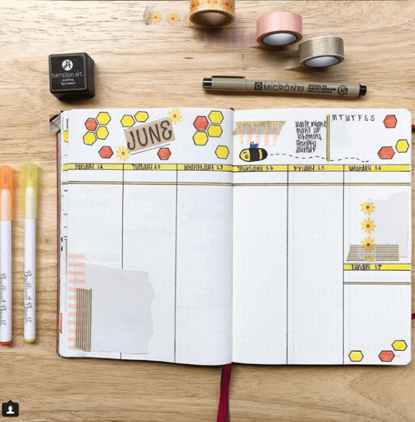 40 More Stunning bee and honey bullet journal spreads | My Inner Creative