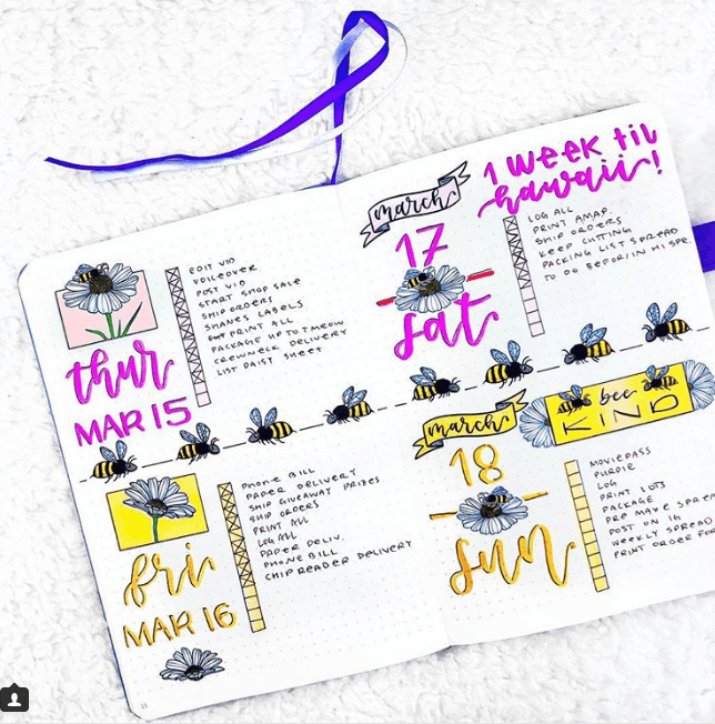 40 More Stunning bee and honey bullet journal spreads | My Inner Creative