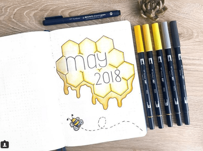 40 More Stunning bee and honey bullet journal spreads | My Inner Creative