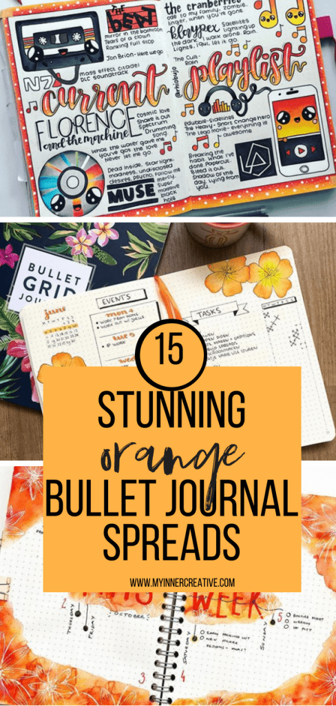 stunning orange bullet journal spreads