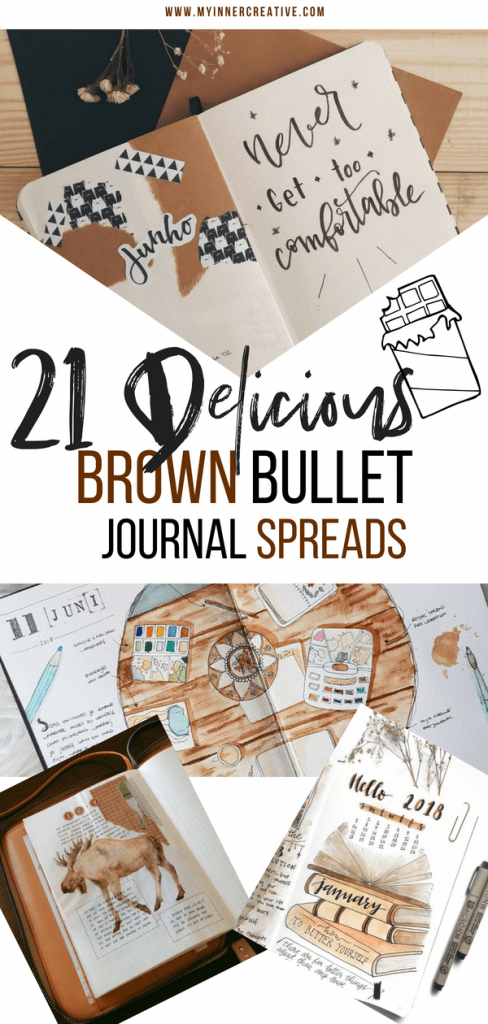 Delicious brown bullet journal spreads