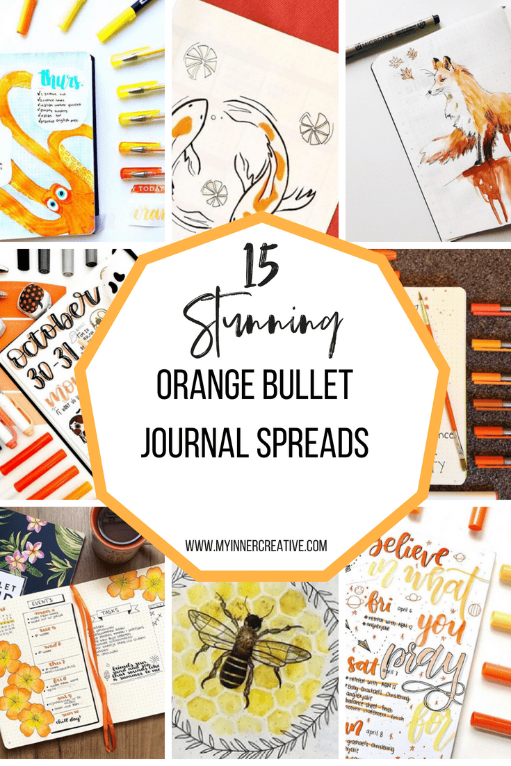 stunning orange bullet journal spreads