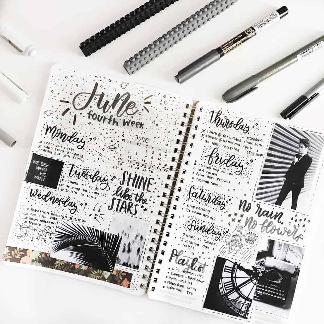 13 Dark but gorgeous black bullet journal spreads