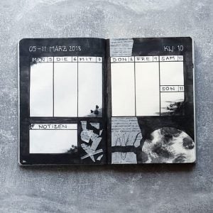 Black bullet journal spreads