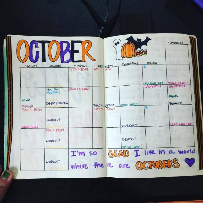 halloween bullet journal layout & spread