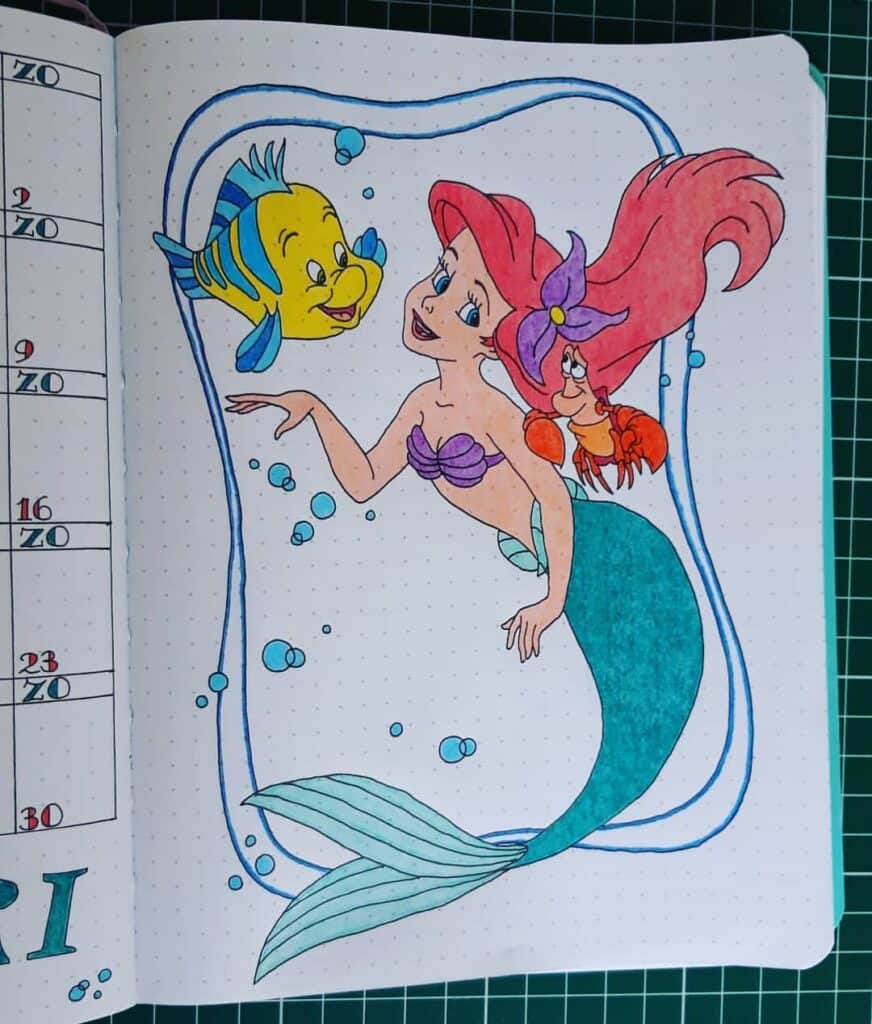 mermaid bullet journal spread