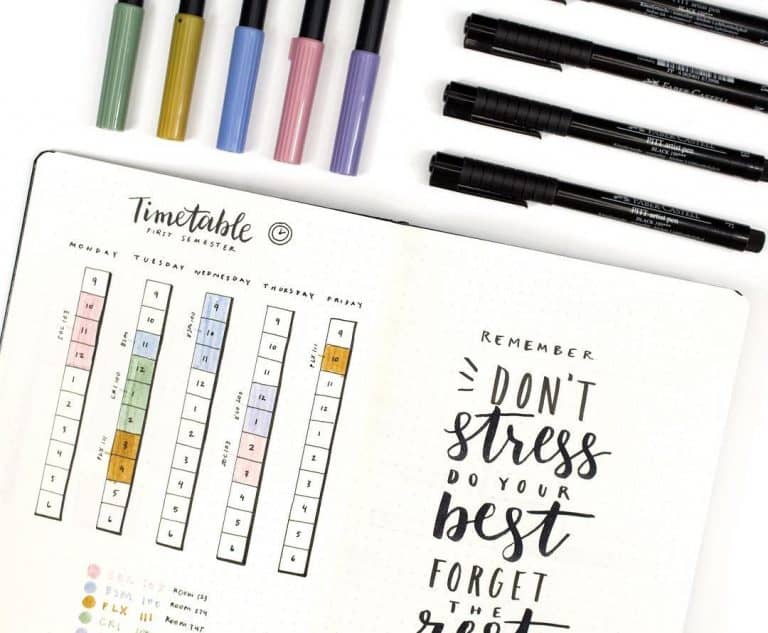 study timetable template bullet journal