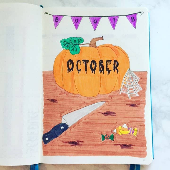 halloween bullet journal layout & spread