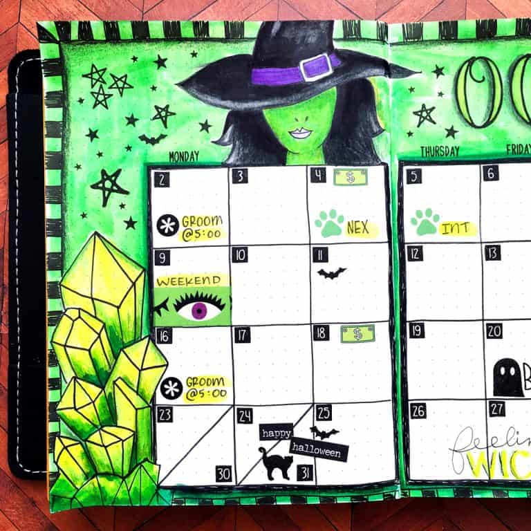 halloween bullet journal layout & spread