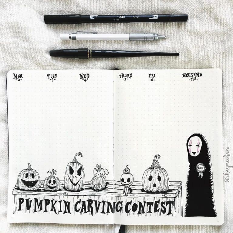 halloween bullet journal layout & spread