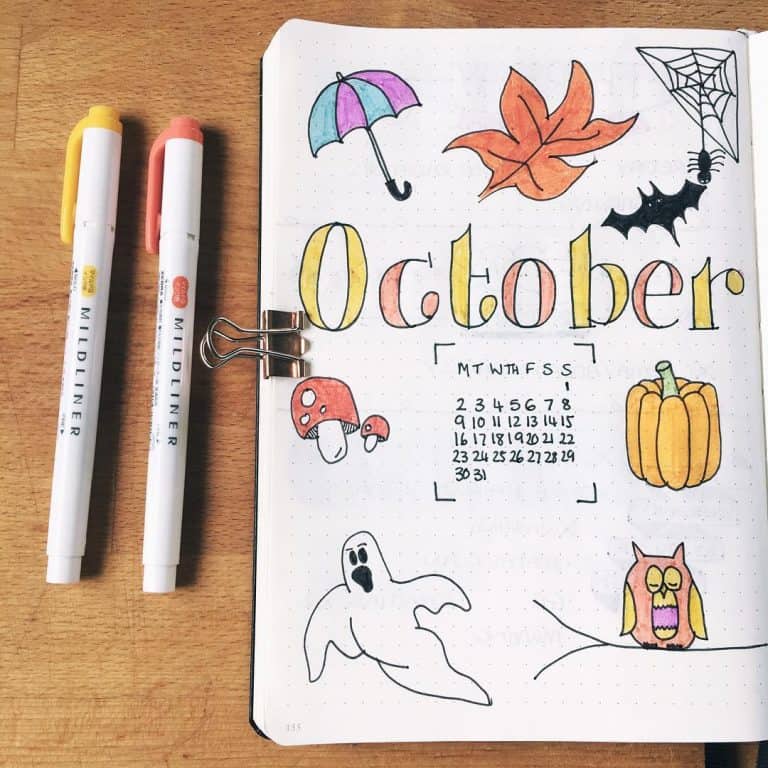 halloween bullet journal layout & spread