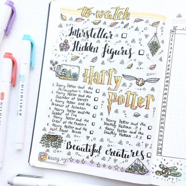 Part 2: 80+ Magical Harry Potter Bullet Journal theme layout ideas