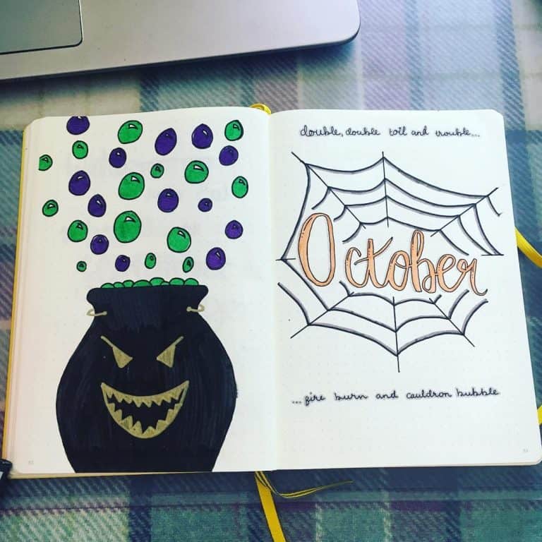 halloween bullet journal layout & spread