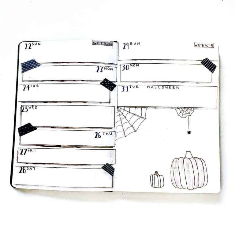 halloween bullet journal layout & spread