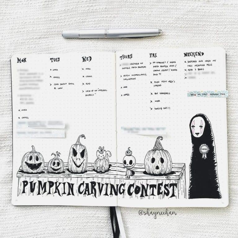 halloween bullet journal layout & spread