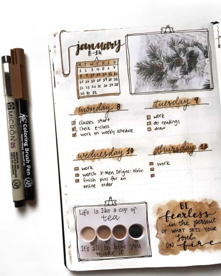 coffee bullet journal layout spread ideas