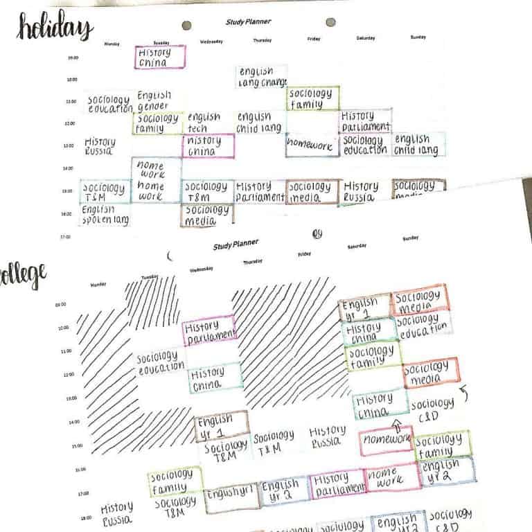 study timetable template bullet journal