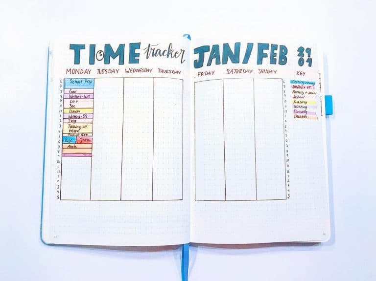 time tracker bullet journal template