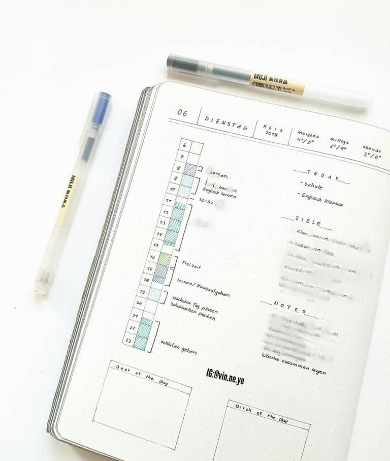  study timetable template bullet journal