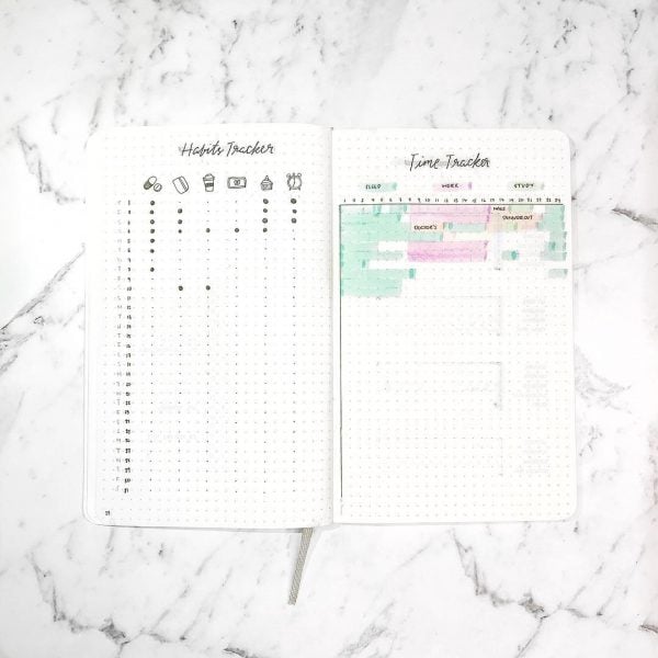 35+ Time Tracking Bullet journal layouts and improve your time management!