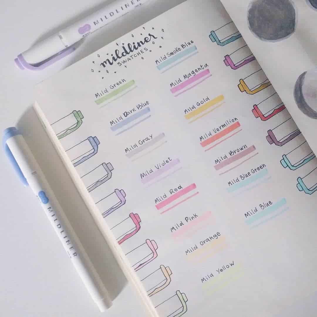 27 Essential Stationery Swatch Bullet Journal Layouts For Stationery