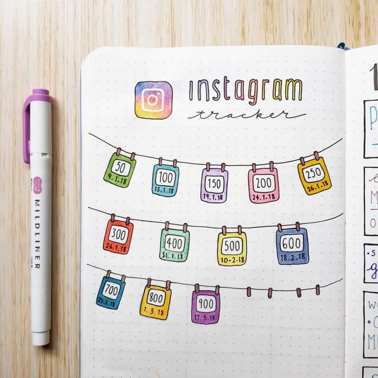 instagram tracker bullet journal spreads