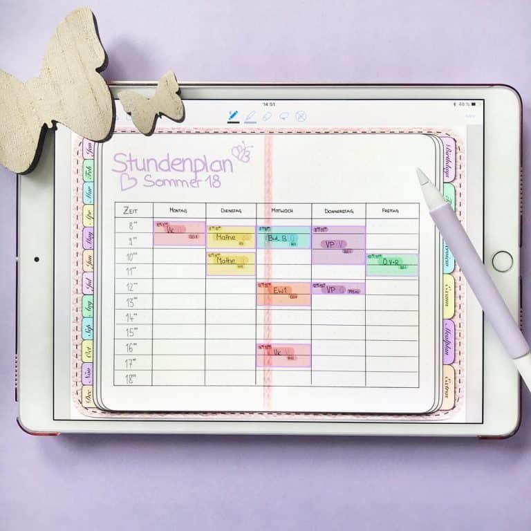  study timetable template bullet journal