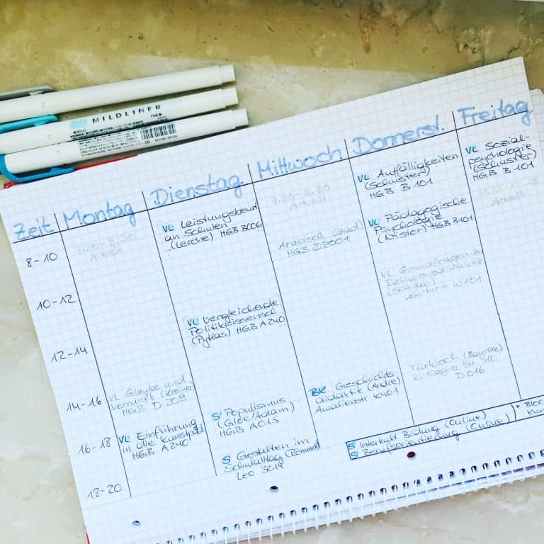  study timetable template bullet journal