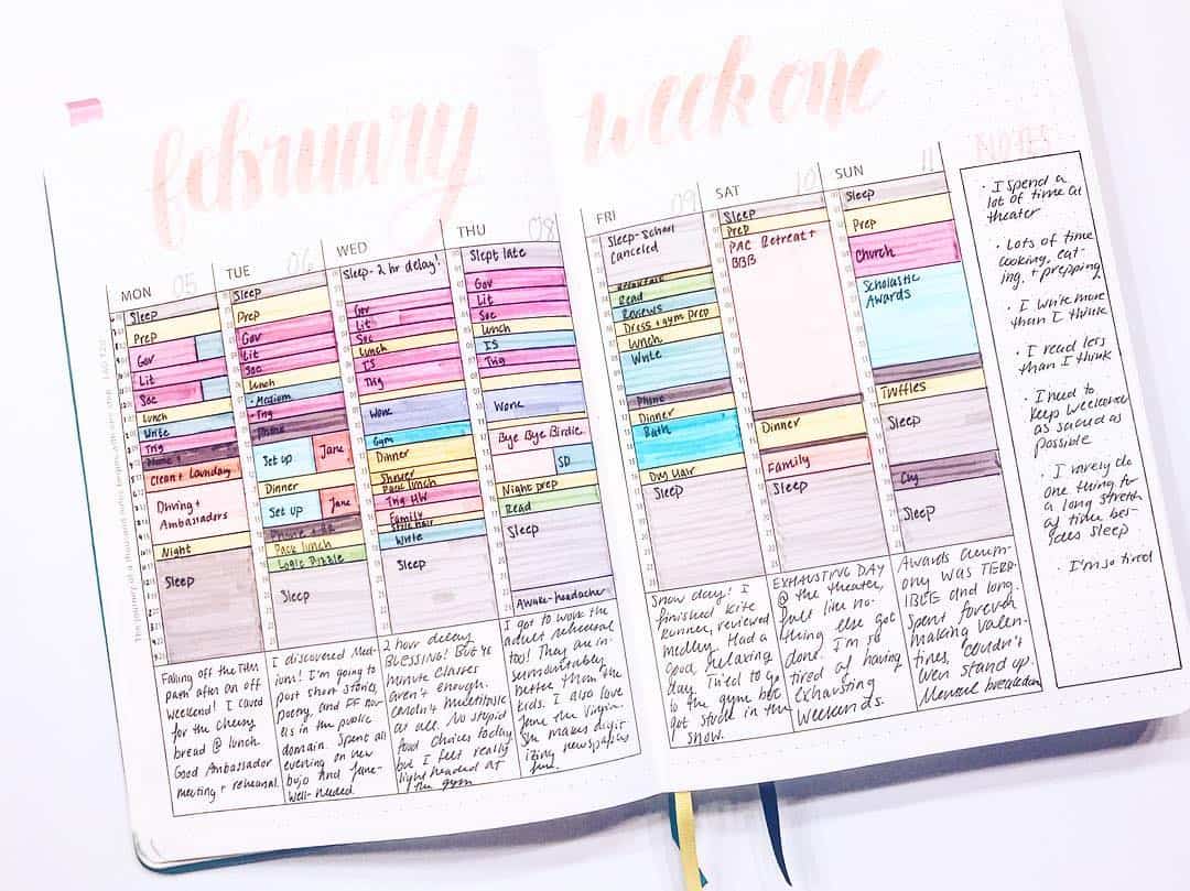 35+ Time Tracking Bullet journal layouts and improve your time management!