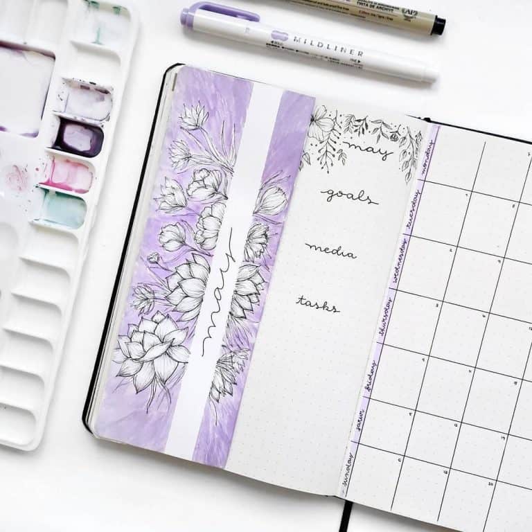 purple bullet journal layout