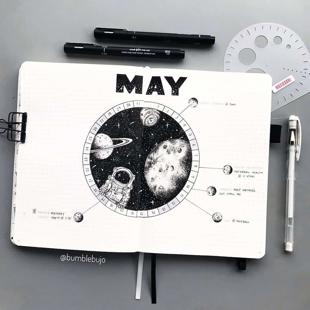 47 Out of this world galaxy and space themed bullet journal spreads ...