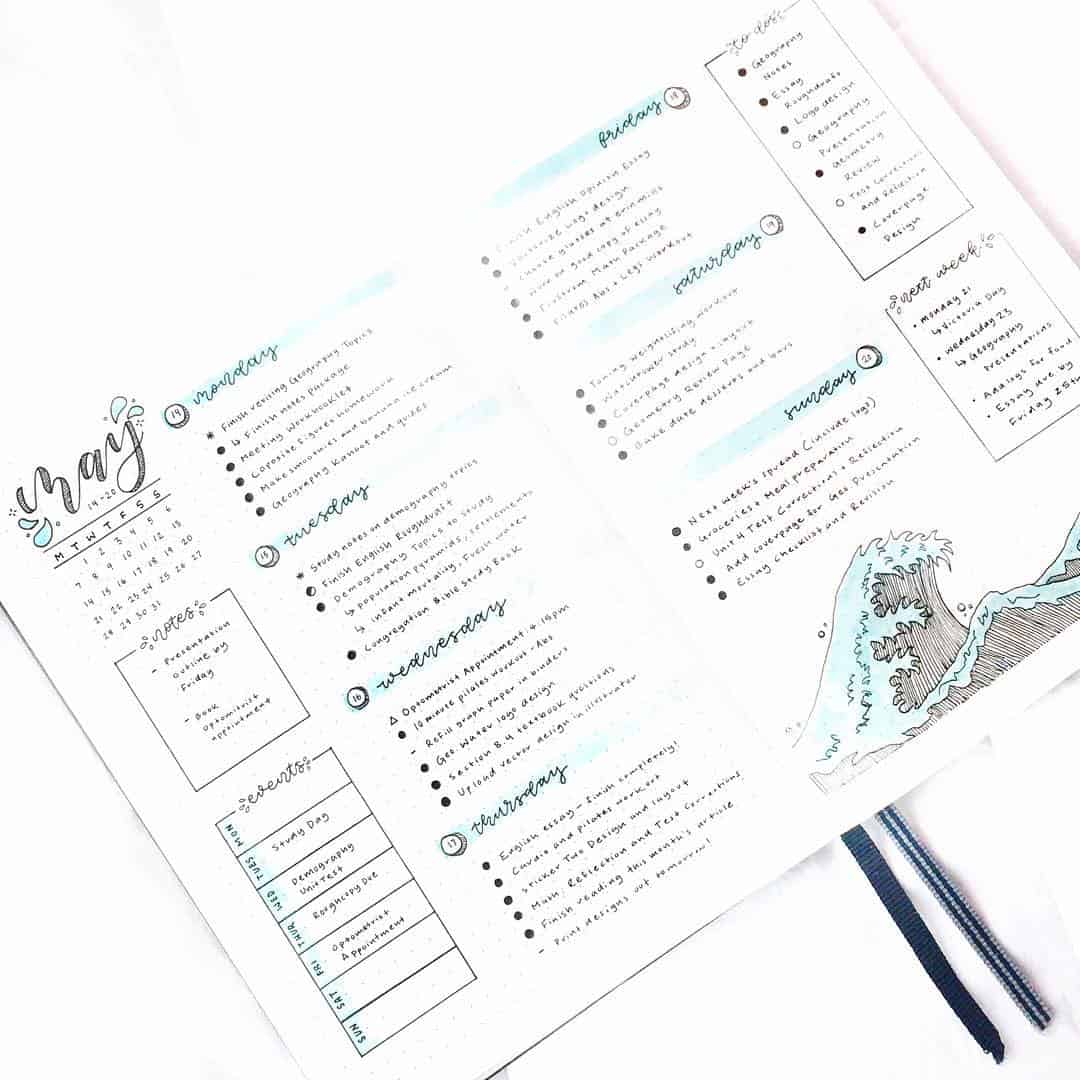 51 Amazing Ocean Bullet Journal layouts to delight YOU! | My Inner Creative