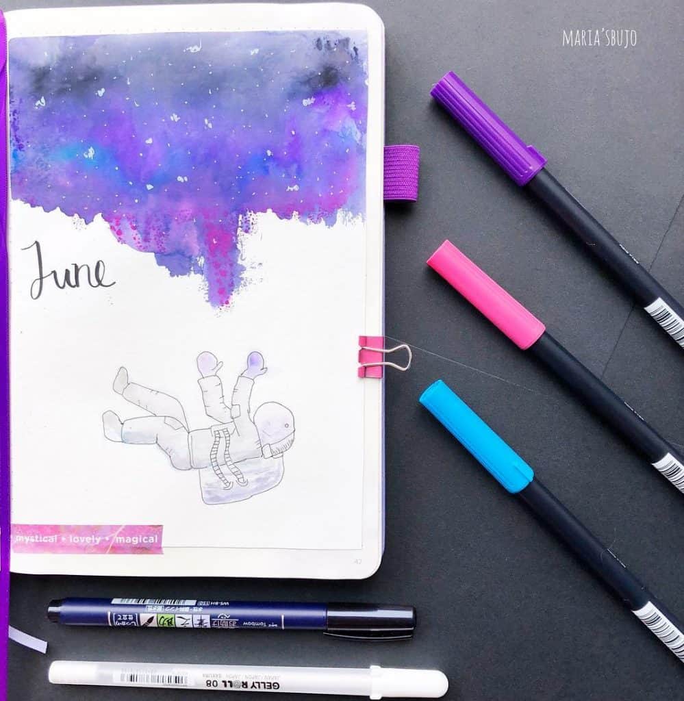 Stunning Galaxy and Space Bullet Journal Spreads