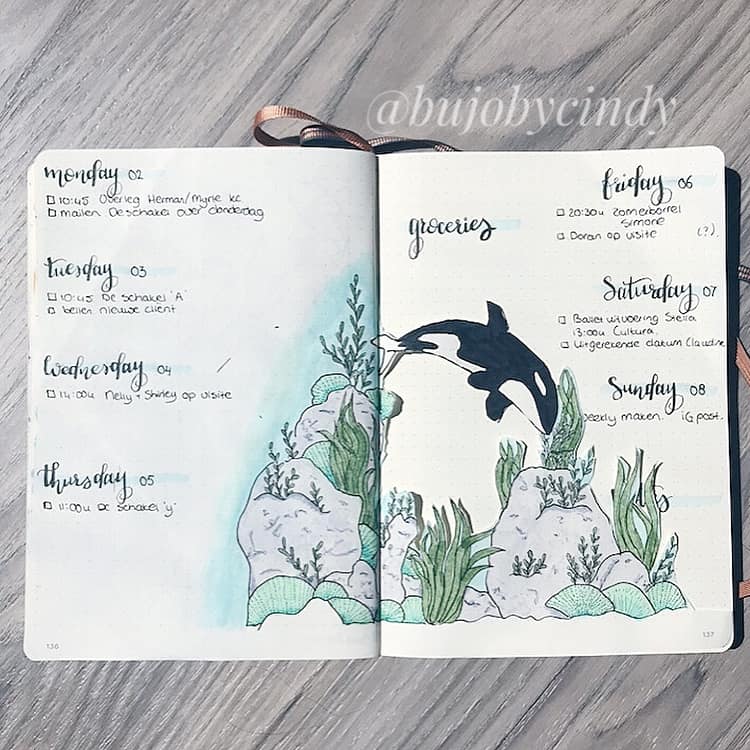 ocean bullet journal layout ideas
