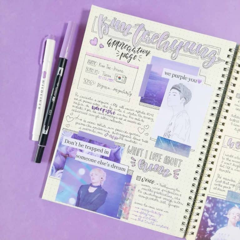 purple bullet journal layout