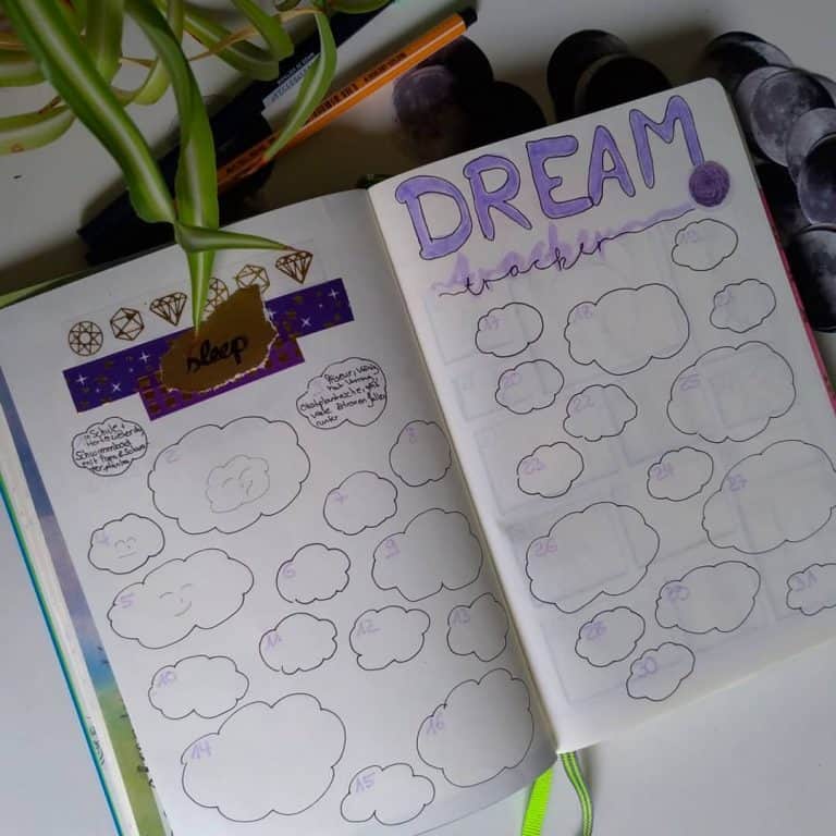 tracking dream in bullet journal