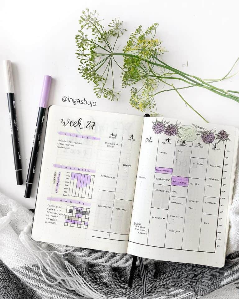  study timetable template bullet journal