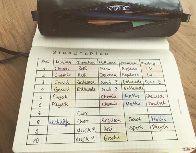  study timetable template bullet journal