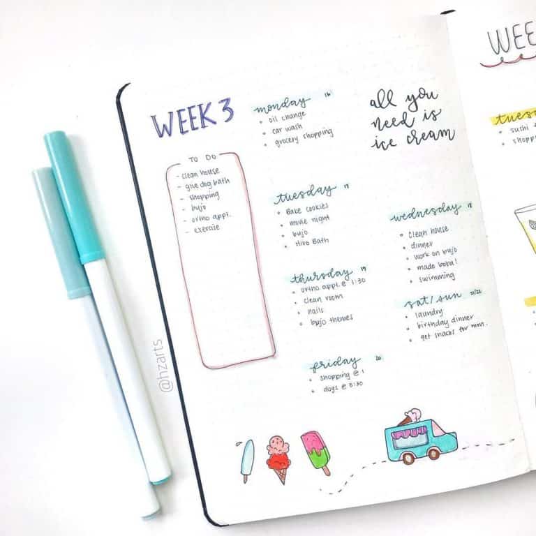 ice-cream bullet journal layout idea