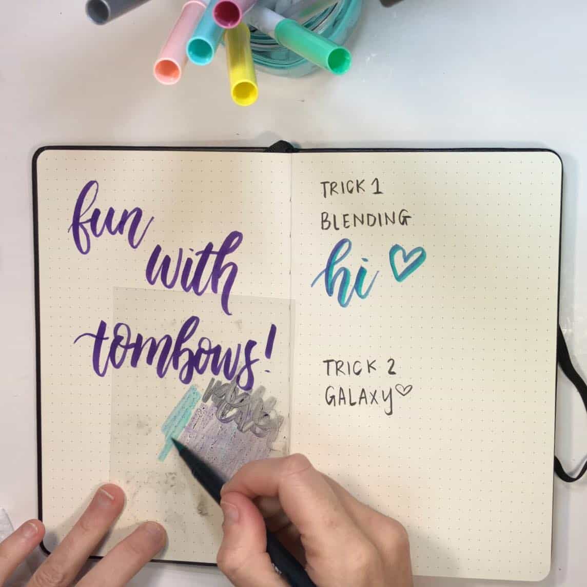 7 ways to blend your Tombow Markers in your Bullet journal