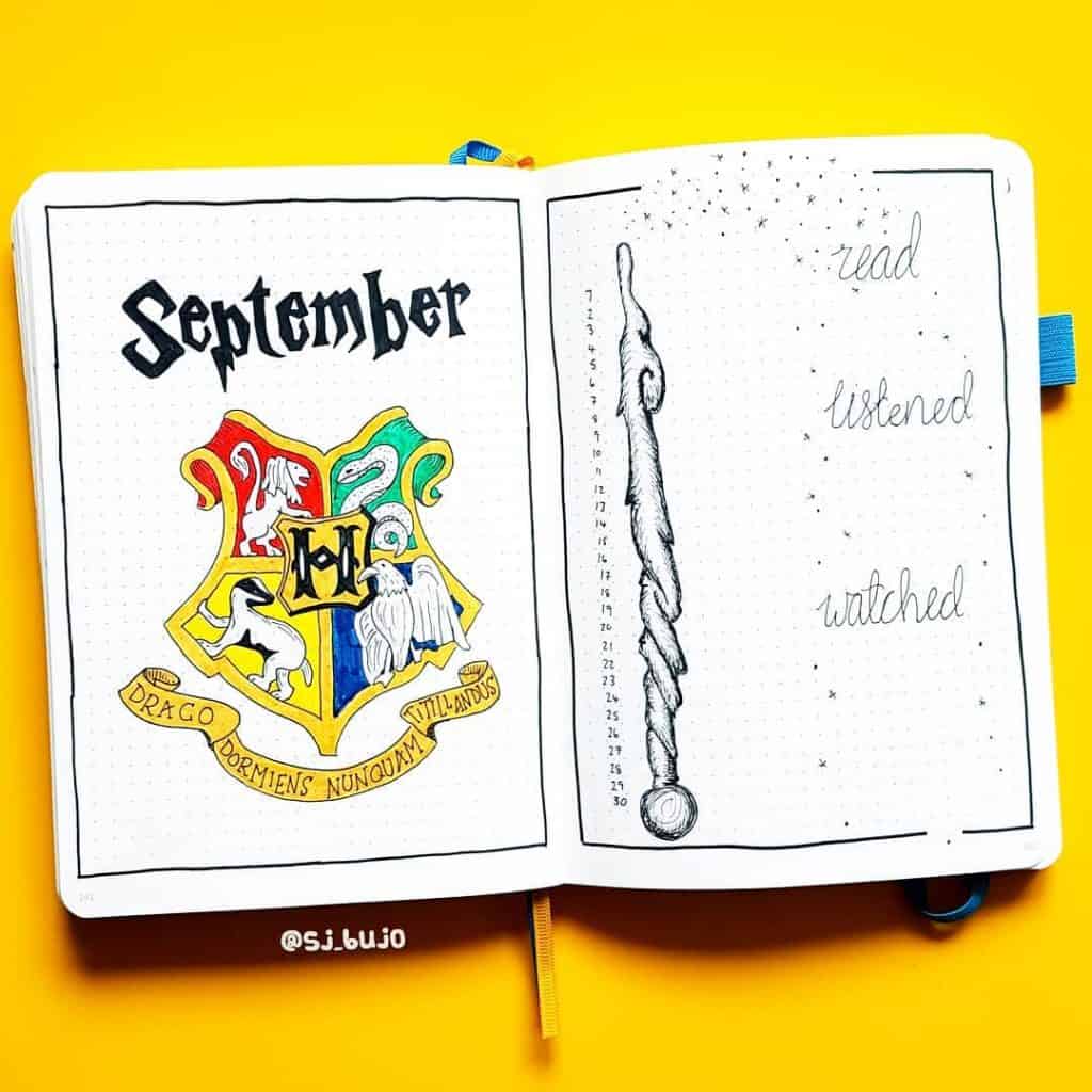 Harry Potter bullet journal layout